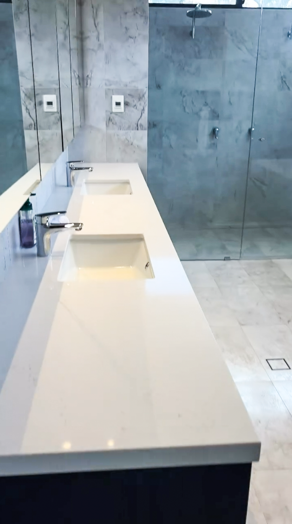 Abbey Builder Cleans - Bathroom Counter & Mirror Detailed Cleaning